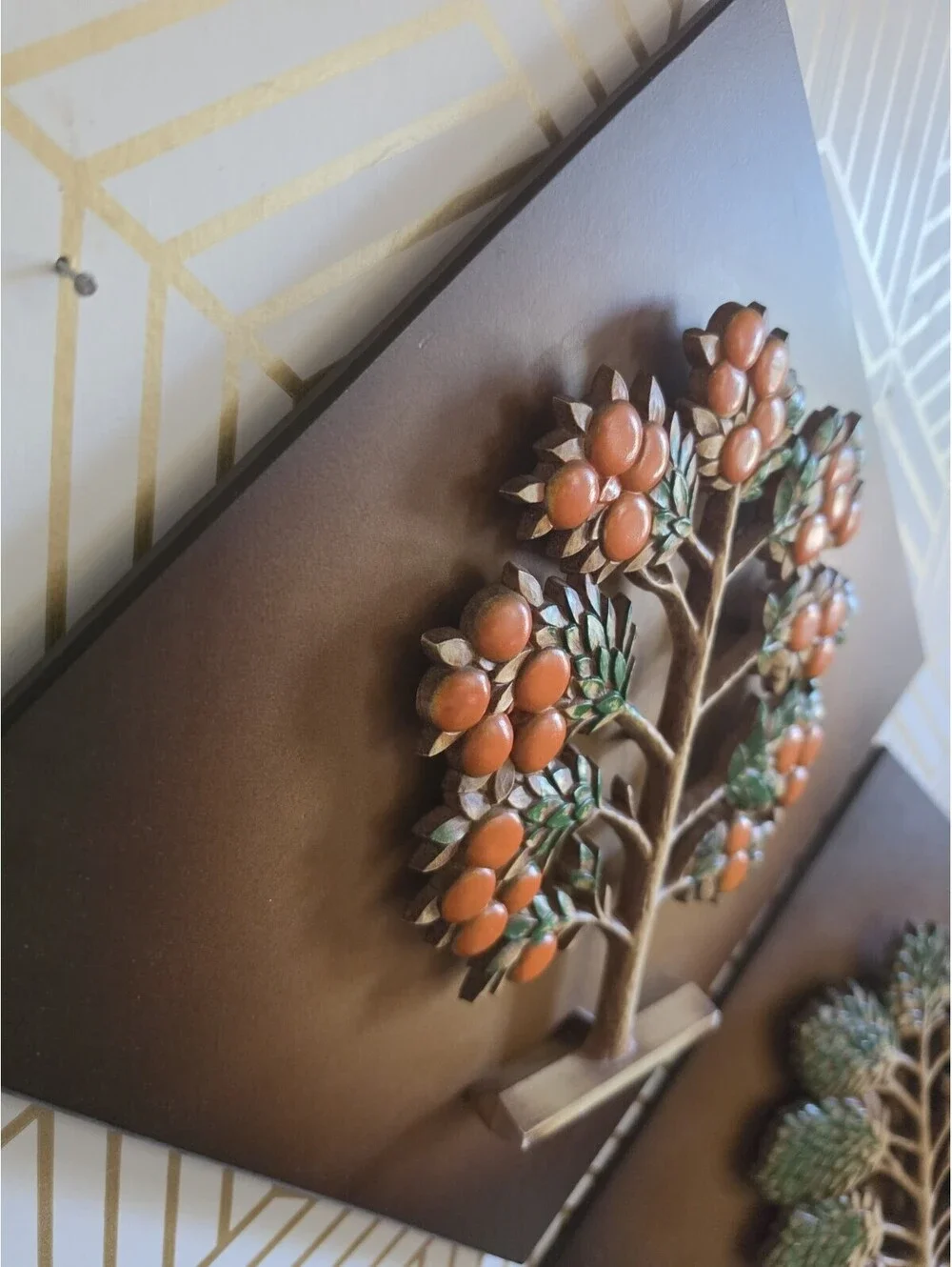 4 Vintage Mid-Century Modern Wall Plaques Syroco Wood Tree in Four Seasons